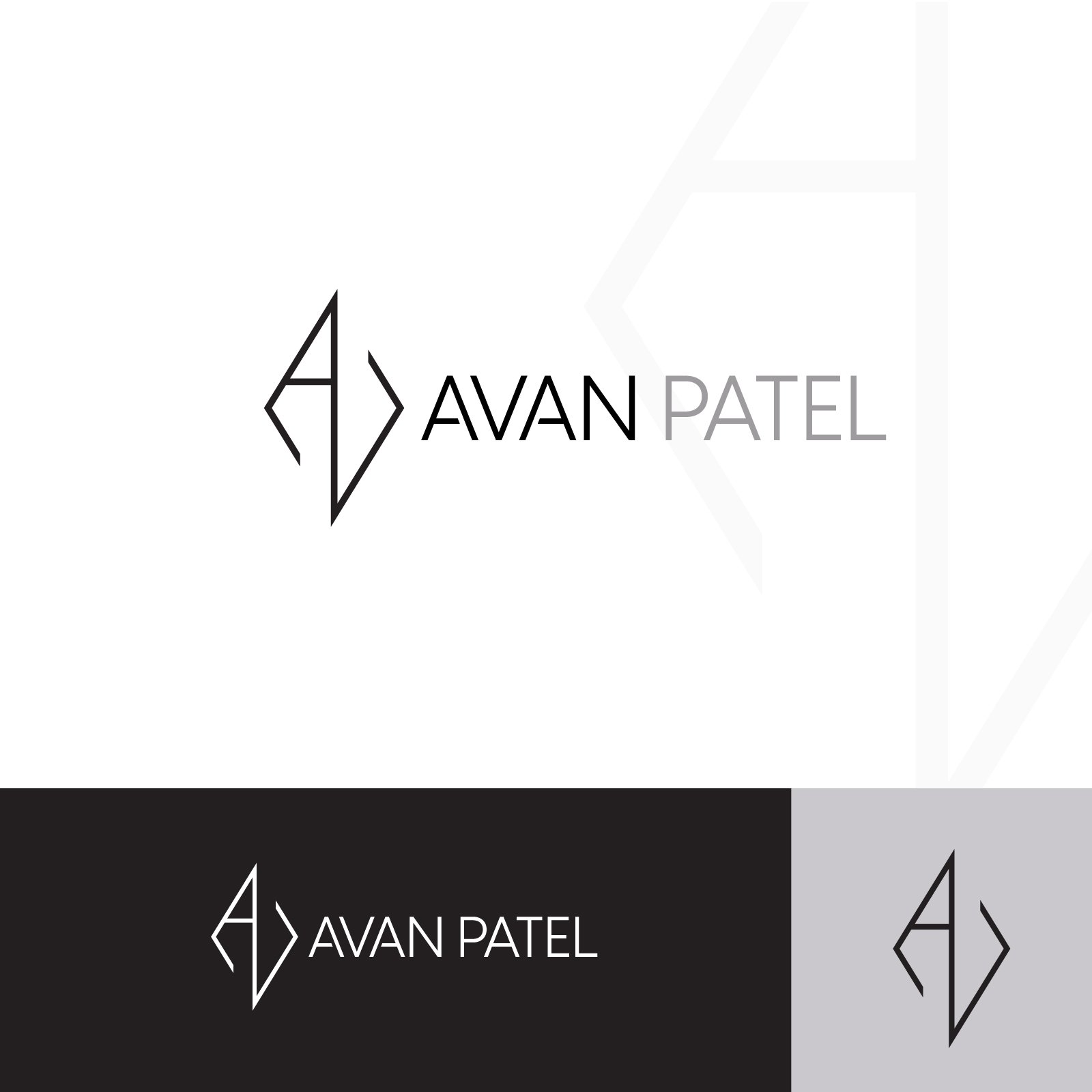 Avan Patel visual identity logo lockups