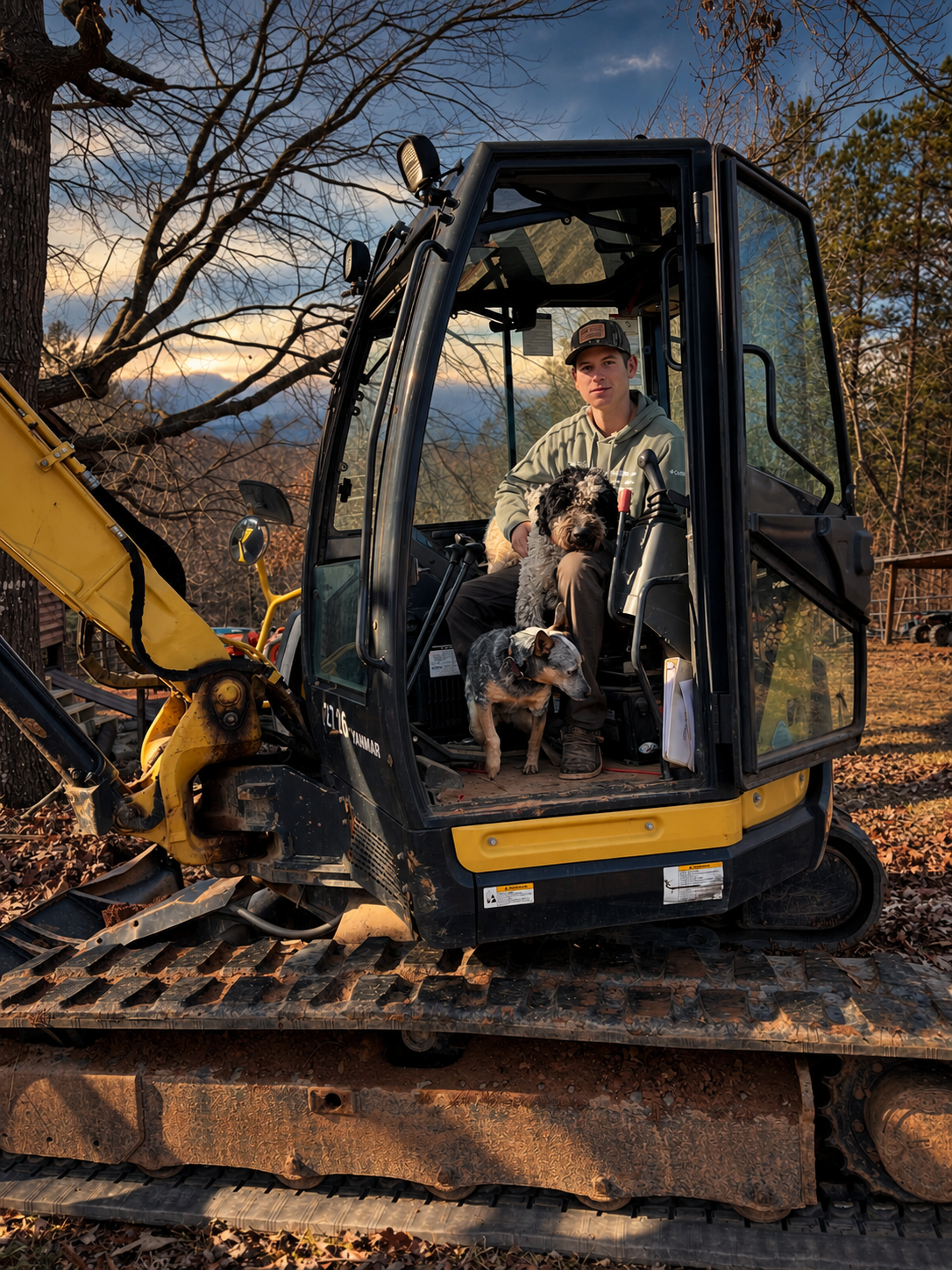 Brock operating land clearing equipment in the field