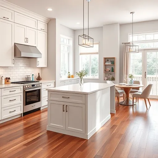 Completed modern kitchen remodel in Keller TX with sleek cabinetry, central island, stainless appliances, neutral tones, and natural light