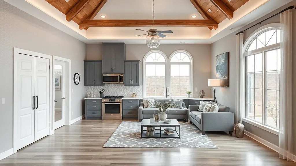 Home Remodeling in Grand Prairie, TX showcasing modern kitchen and living room renovations.