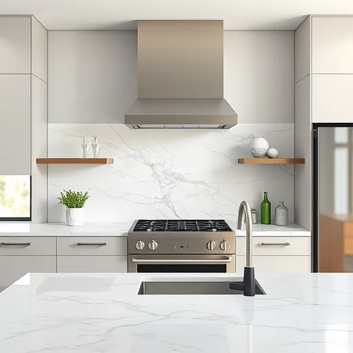 Freshly installed warm-toned butcher block countertop in a modern Fort Worth kitchen with stainless steel appliances and white subway tile backsplash.