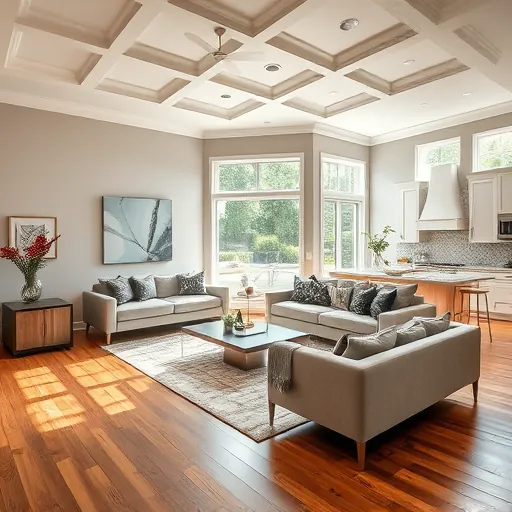 A modern living room remodel in Rendon TX features sleek hardwood floors, neutral walls, and chic furniture with natural light.