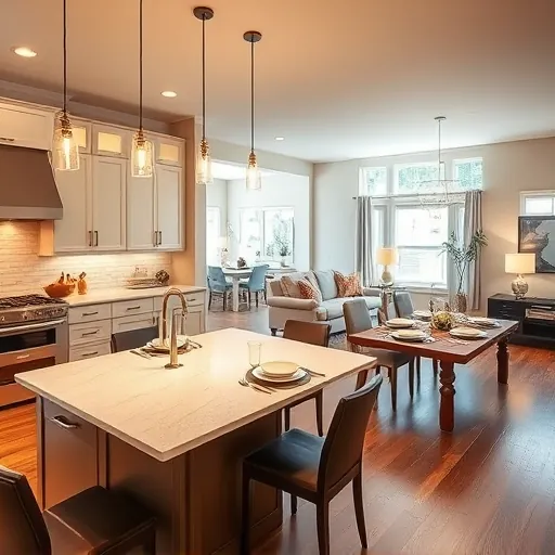 Modern kitchen remodel in Colleyville TX with quartz island, stainless appliances, and elegant decor, enhancing spaciousness.