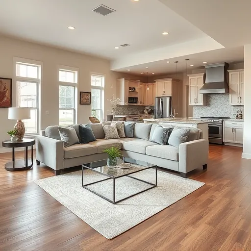 Newly remodeled living room in Kennedale TX blending modern and traditional styles with elegant decor and ample light.