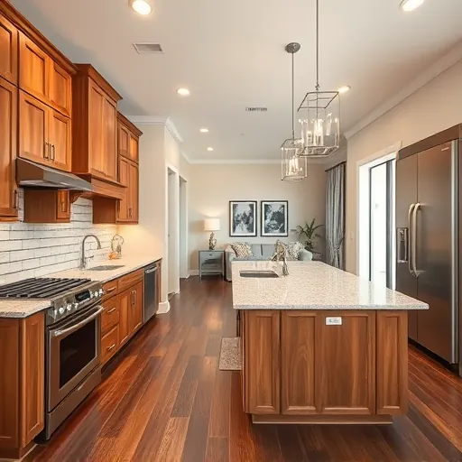 Completed kitchen remodel in Haltom City TX with granite countertops, stainless appliances, and elegant decor.