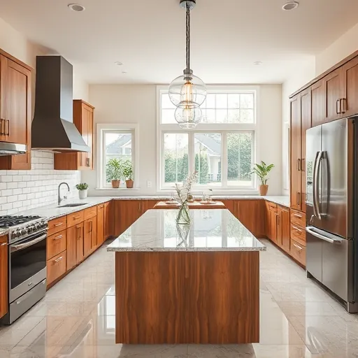 Updated kitchen in North Richland Hills TX with granite countertops stainless steel appliances and custom warm wood cabinets