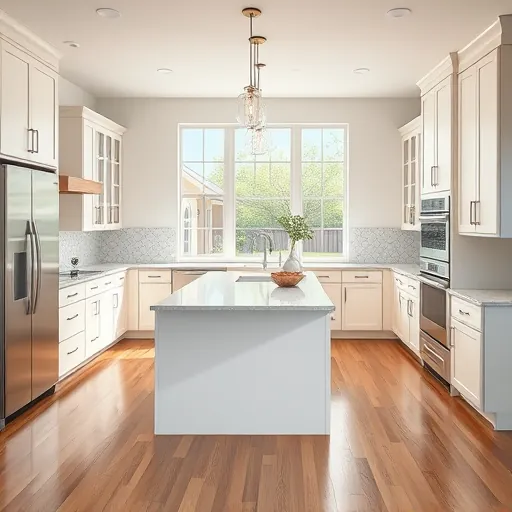 Beautiful modern kitchen remodel in Blue Mound TX with sleek cabinetry stainless appliances quartz countertops hardwood floors