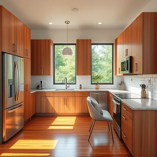 Modern renovated Fort Worth kitchen with sleek cabinetry, granite counters, stainless appliances, hardwood floors, and natural light