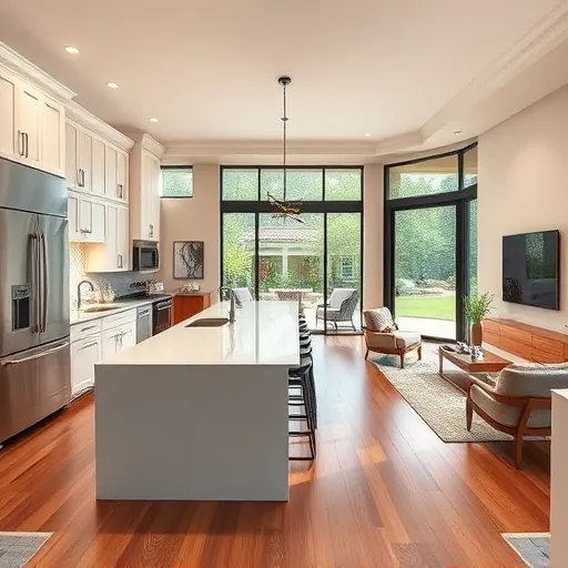 Stunning open-concept living space in Lake Worth TX with modern kitchen, sleek appliances, and elegant decor.