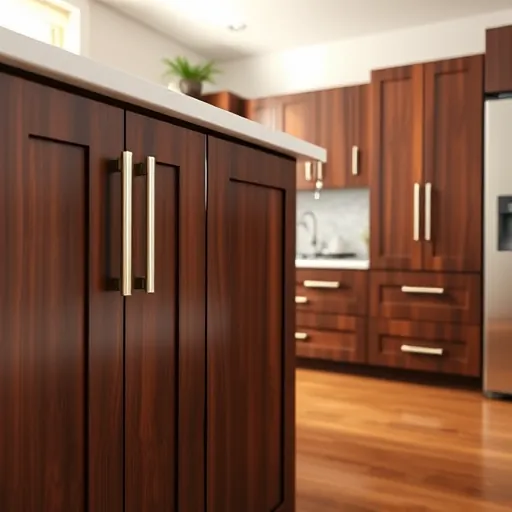 Freshly painted warm oak kitchen cabinets with brushed nickel hardware in a bright modern Fort Worth kitchen