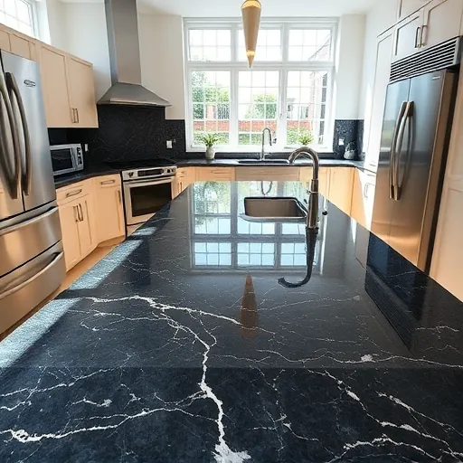 Freshly installed white and gray quartz kitchen countertop with sleek design, stainless steel sink, and modern backsplash in Fort Worth
