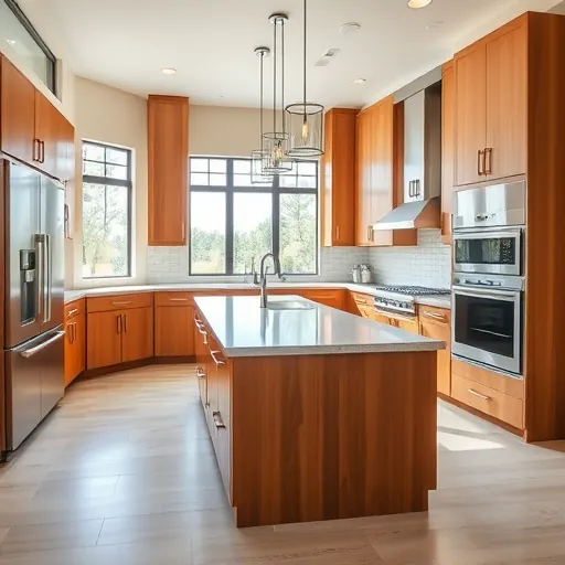 Recently remodeled Lake Worth TX kitchen with modern wood cabinetry stainless appliances quartz countertops spacious layout and elegant island
