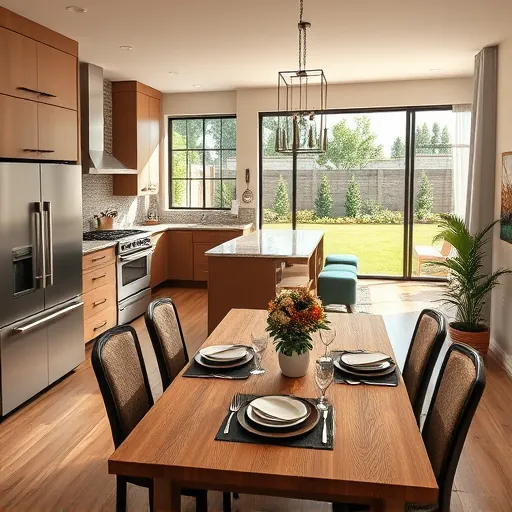 Modern kitchen remodel in Burleson TX featuring granite countertops, elegant cabinetry, and stainless steel appliances.