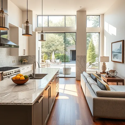 Modern Trophy Club TX kitchen with sleek cabinetry, granite counters, and natural light, merging elegance and comfort.