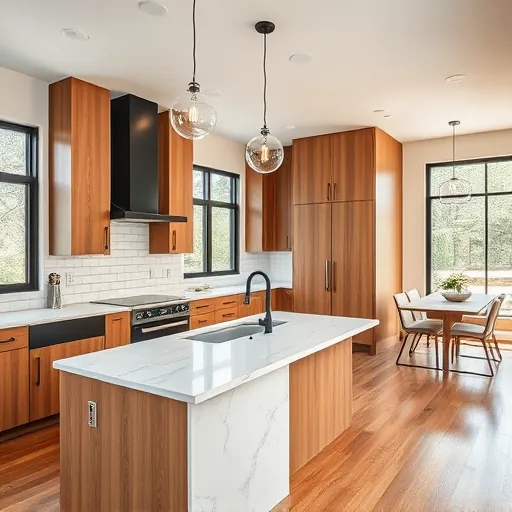 Completed kitchen remodel in North Richland Hills with quartz countertops, matte black fixtures, and custom cabinetry.