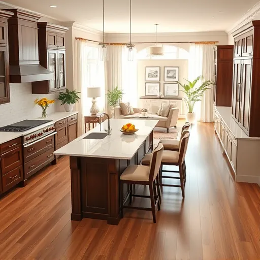 Modern kitchen remodel in Trophy Club TX with marble countertops, dark wood cabinetry, and an inviting open layout.