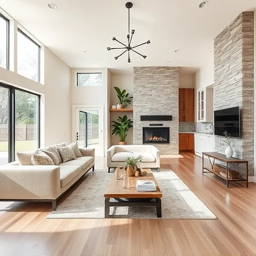 Bright open-concept living space in Forest Hill TX with hardwood floors, modern furnishings, and stylish kitchen amenities