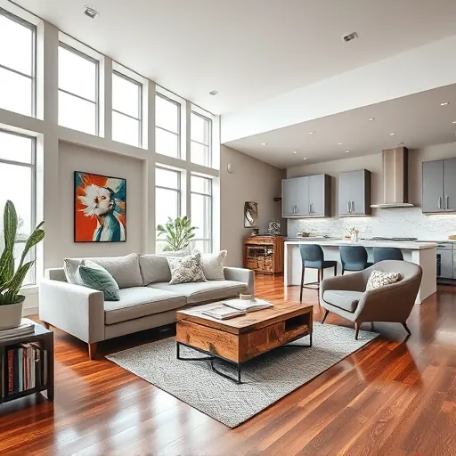 Spacious living room in Grand Prairie TX with modern furnishings, large windows, and a cozy reading nook design.