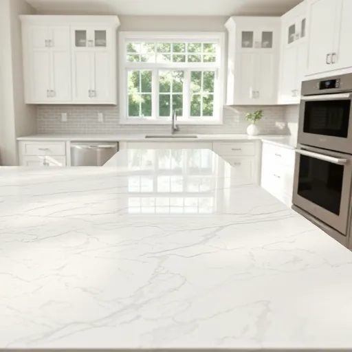 Beautiful modern Fort Worth kitchen with glossy patterned ceramic backsplash and elegant quartz countertops