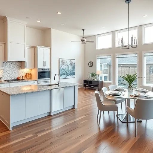 Modern kitchen remodel in Watauga TX features sleek cabinets, granite island, stainless appliances, and inviting decor.