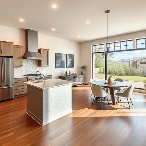 Beautifully renovated open-concept kitchen and living area in Justin TX with sleek cabinets and natural lighting.
