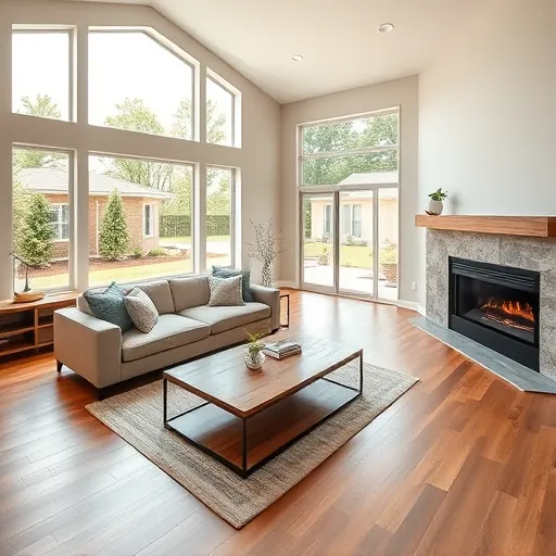 Beautifully remodeled living room in Haltom City, TX, featuring energy-efficient windows, elegant furniture, and a cozy fireplace.