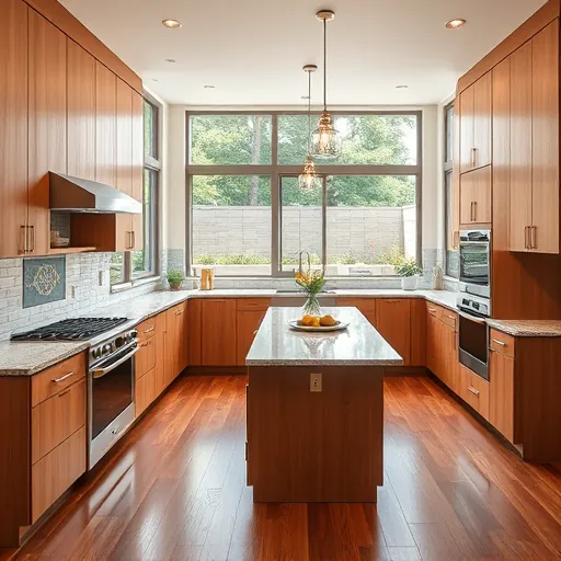 Remodeled kitchen in Watauga TX with modern cabinetry, granite countertops, and sophisticated pendant lights.