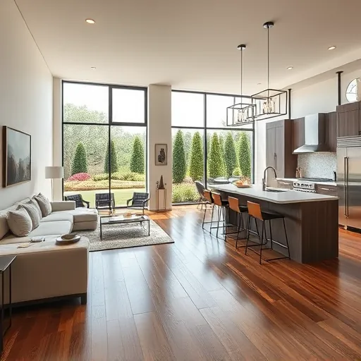 Home remodeling in Fort Worth, TX showcasing a modern living space with open layout, hardwood floors, and natural light.