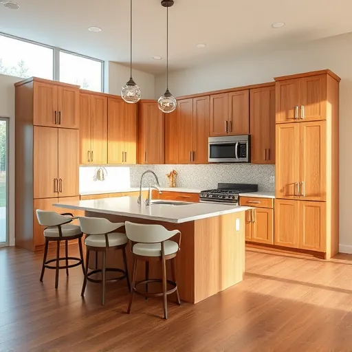 Remodeled Mansfield TX kitchen with warm wood cabinets quartz countertops stainless steel appliances hardwood floors and natural light