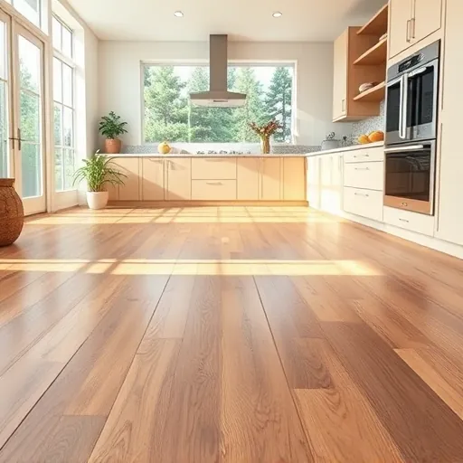 Finished neutral-toned ceramic tile kitchen floor in Fort Worth with glossy surfaces, intricate grout lines, modern cabinetry, and natural light
