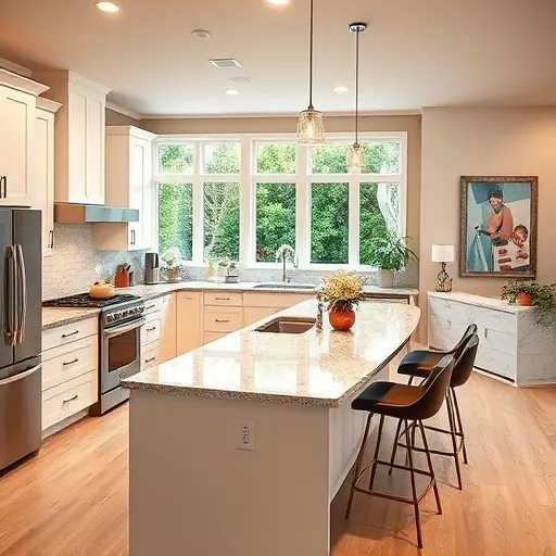 Modern Aledo TX kitchen remodel features sleek white cabinetry, granite countertops, stainless appliances, and an inviting atmosphere.