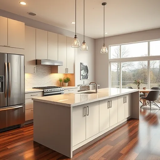 Renovated Fort Worth kitchen with granite countertops, stainless appliances, wooden cabinetry, and polished hardwood floors.