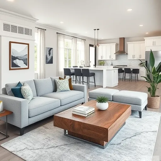 Luxurious Colleyville TX living room with modern sofa, reclaimed wood coffee table, and stylish decor for remodeling inspiration.