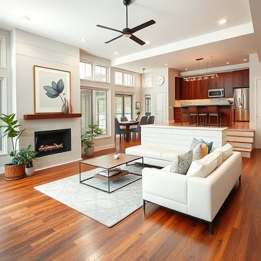 Home remodeling in Edgecliff Village TX features elegant hardwood floors, modern furniture, and custom walnut kitchen cabinets.