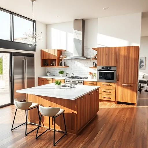 Recently remodeled Kennedale TX kitchen with stainless steel appliances, quartz countertops, custom wood cabinets, marble island