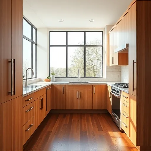 Modern Fort Worth kitchen with sleek matte cabinets granite countertops stainless steel appliances and warm wood flooring
