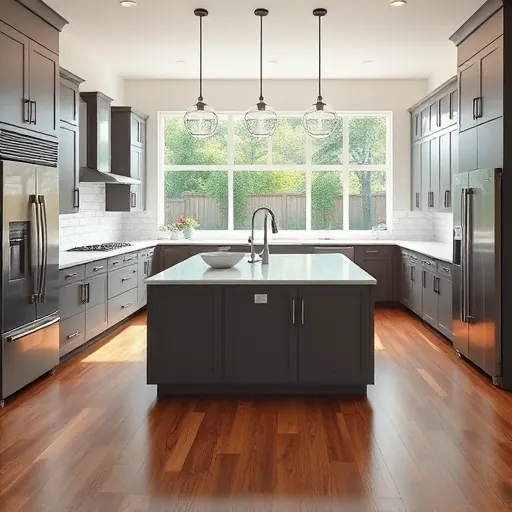 Newly renovated Hurst TX kitchen features modern cabinetry, quartz countertops, and natural light from large windows.