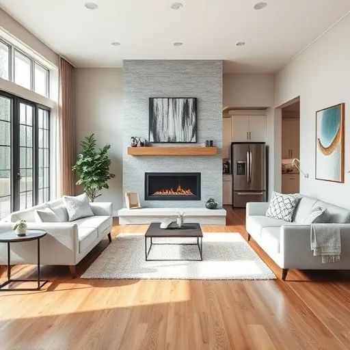 Transformed living room in Watauga, TX, featuring modern design, hardwood floors, large windows, and stylish décor.