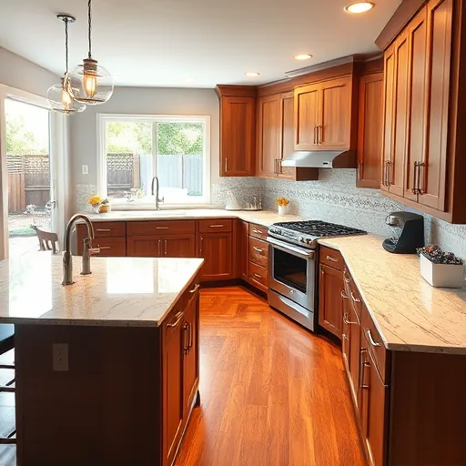 Renovated Arlington TX kitchen with warm wood cabinets granite countertops stainless steel appliances and natural light