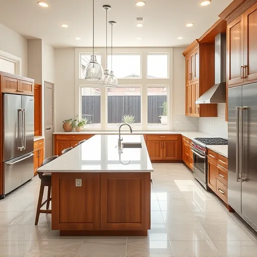 Beautifully remodeled kitchen in Azle TX featuring quartz countertops, stainless appliances, wood cabinetry, and natural light.
