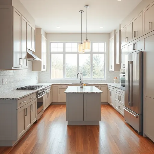 Recently renovated modern kitchen in Grapevine TX with sleek cabinets granite countertops and stainless steel appliances