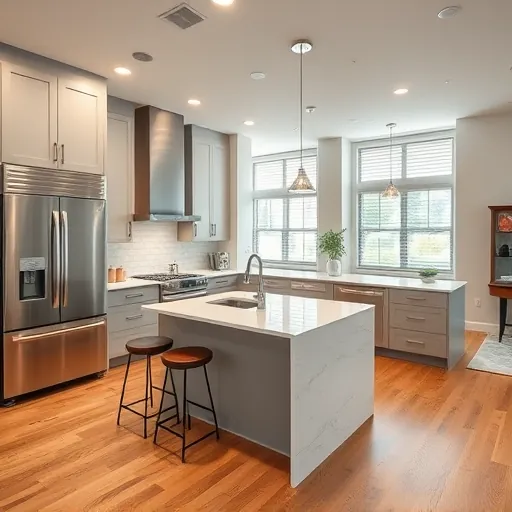 Recently remodeled kitchen in River Oaks TX featuring sleek cabinetry, quartz countertops, and polished hardwood floors.