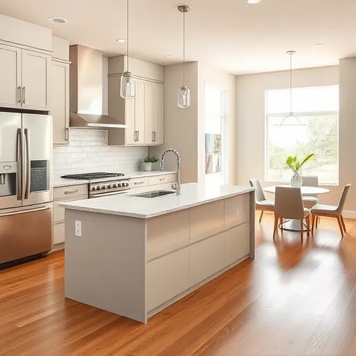 Modern Forest Hill kitchen with sleek matte cabinets, stainless steel appliances, quartz countertops, hardwood floors, and natural light