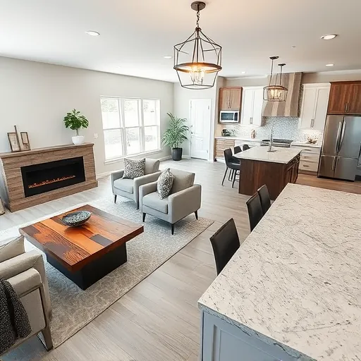 Completed home remodel in Northlake TX features an open-concept living space with modern design and cozy elegance.