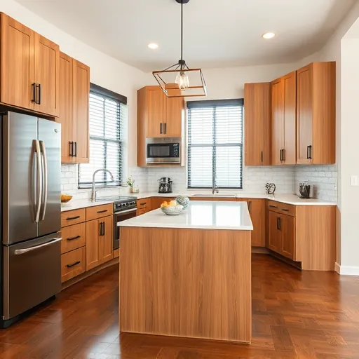 Recently remodeled kitchen in Crowley, TX featuring modern wood cabinetry, light quartz countertops, and stainless steel appliances.