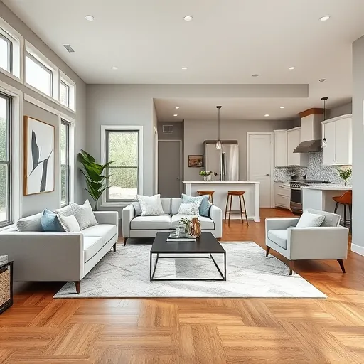 Contemporary living room in Benbrook TX, showcasing elegant furnishings, natural light, and polished hardwood floors