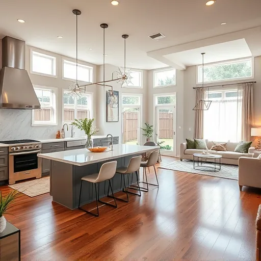Beautifully remodeled Saginaw home features an open-concept kitchen and dining area with modern decor and natural light.