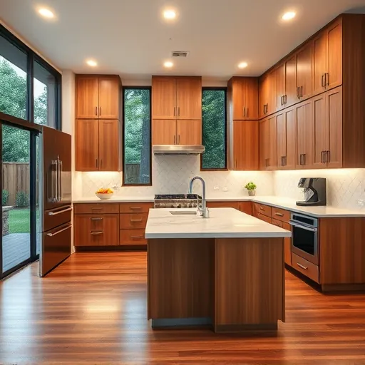 Renovated Westworth Village kitchen with quartz countertops stainless steel appliances wood cabinets island marble surface large windows hardwood floors elegant decor