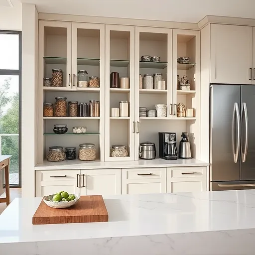 Recently installed dark wood kitchen cabinets with stainless steel handles and knobs in a bright, minimalist Fort Worth kitchen