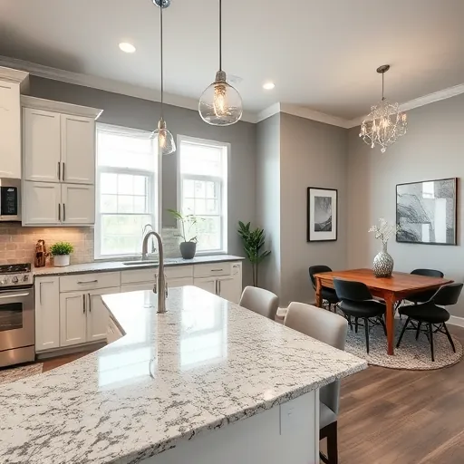 Renovated kitchen in Weatherford, TX featuring modern appliances, elegant cabinetry, and polished granite countertops.